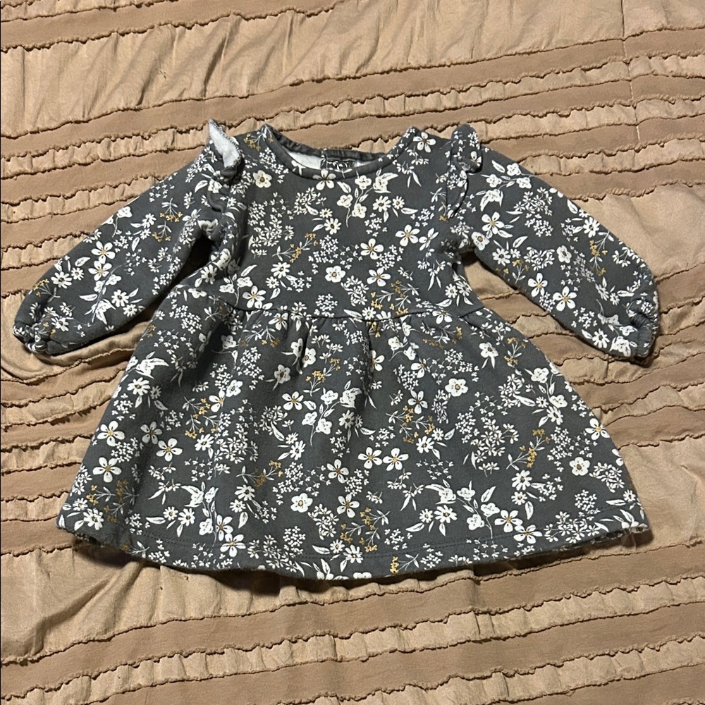 Carter's Gray and White Floral Dress